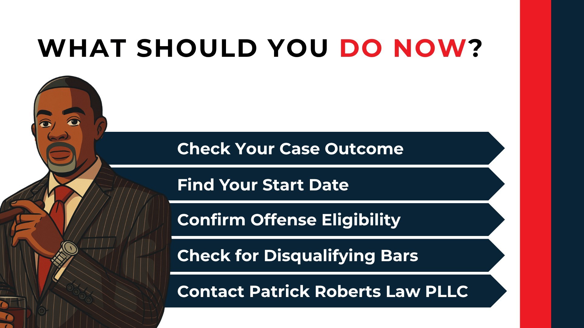 Attorney beside five steps to check your case outcome, eligibility, start date, disqualifying bars, and legal help.