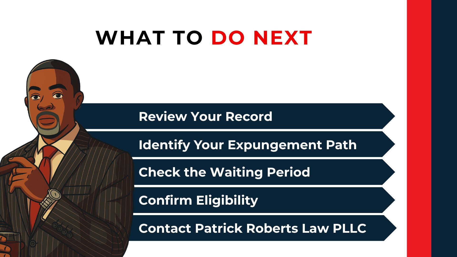 Attorney beside five steps to review your record, check expungement eligibility and waiting periods, and seek legal help.